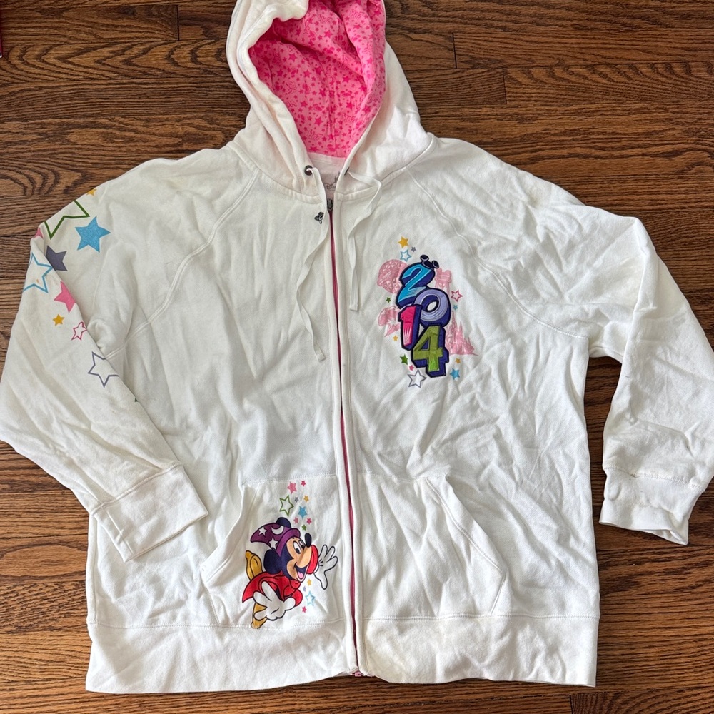 Disney 2014 White Hoodie with Colorful Prints
